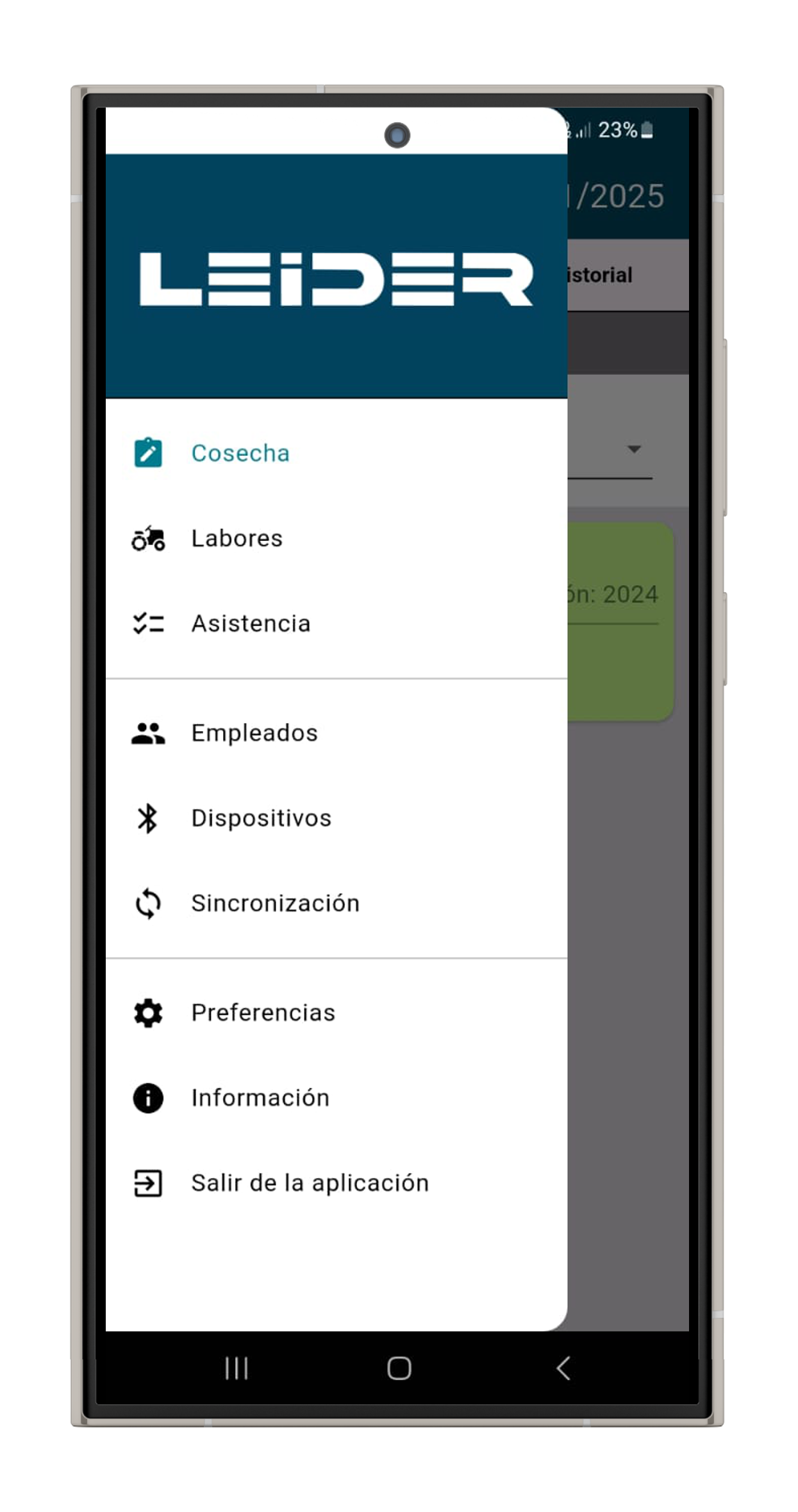 Control Cosecha Digital LEIDER - Sistema móvil para monitoreo avanzado de operaciones de cosecha con RFID y GPS