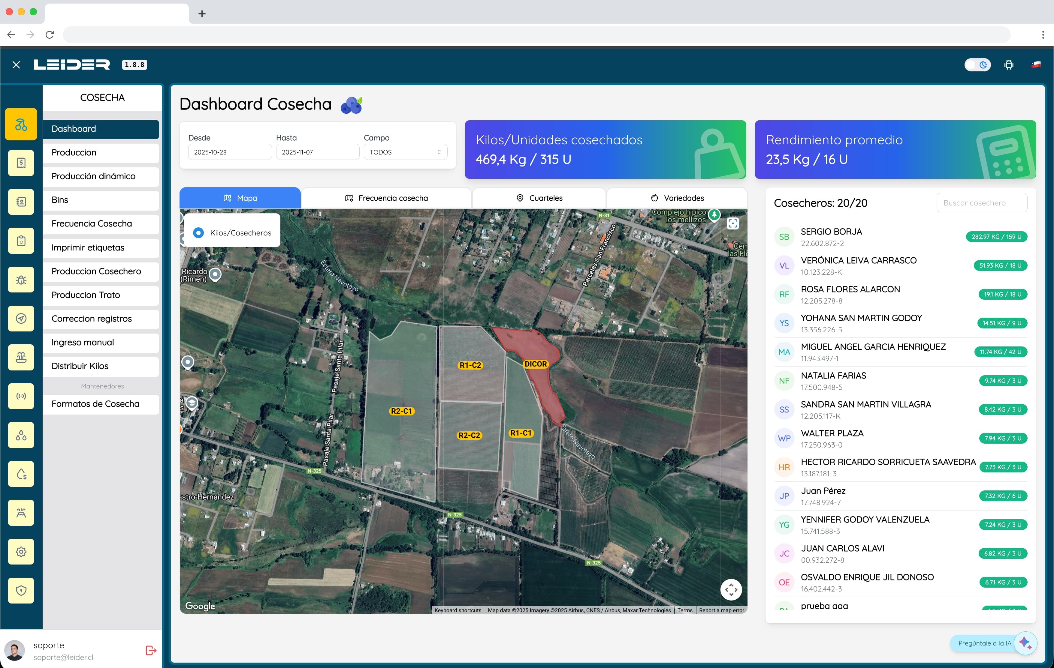 LEIDER Dashboard Web - Sistema de Control Agrícola